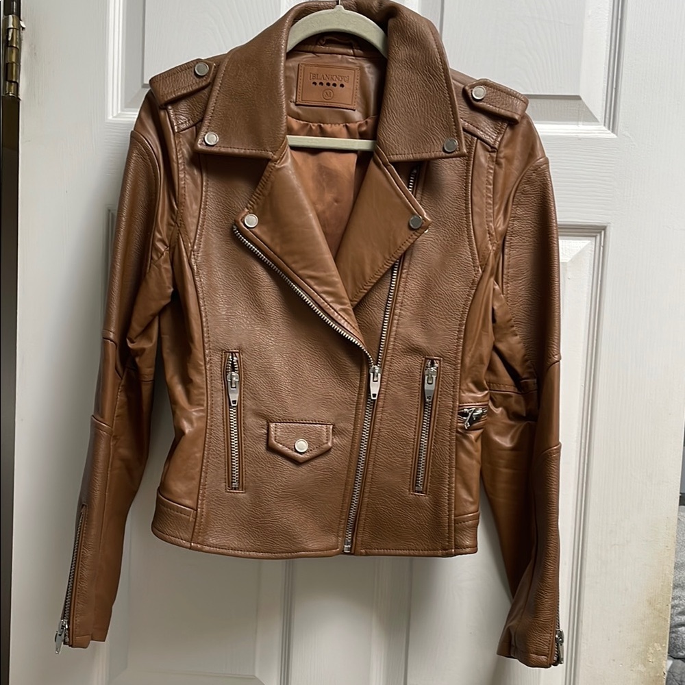 Blank NYC Tan Leather Moto Jacket